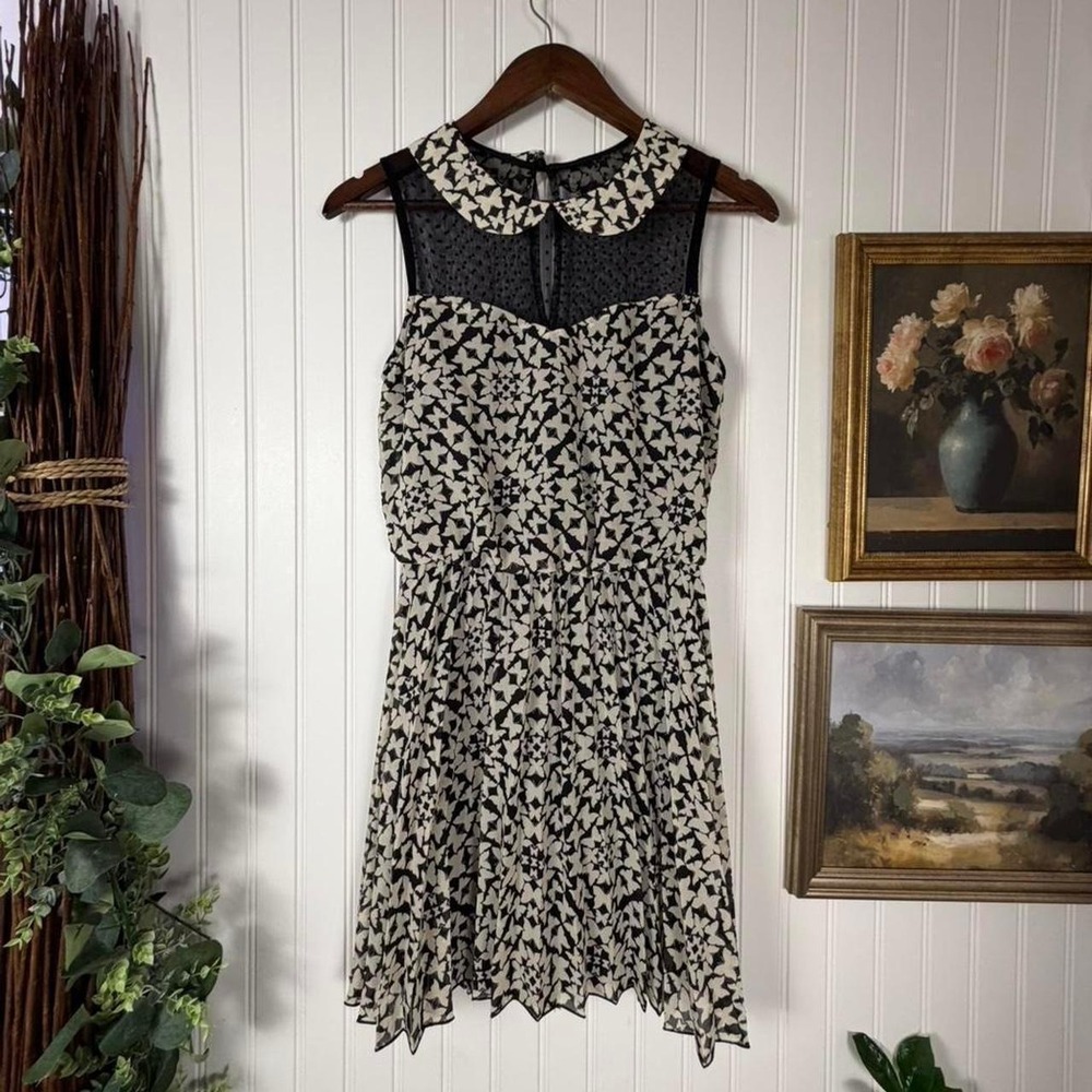 B. Darlin Butterfly Dress Juniors 5/6 NWT Black Cream Excellent Mesh Collar